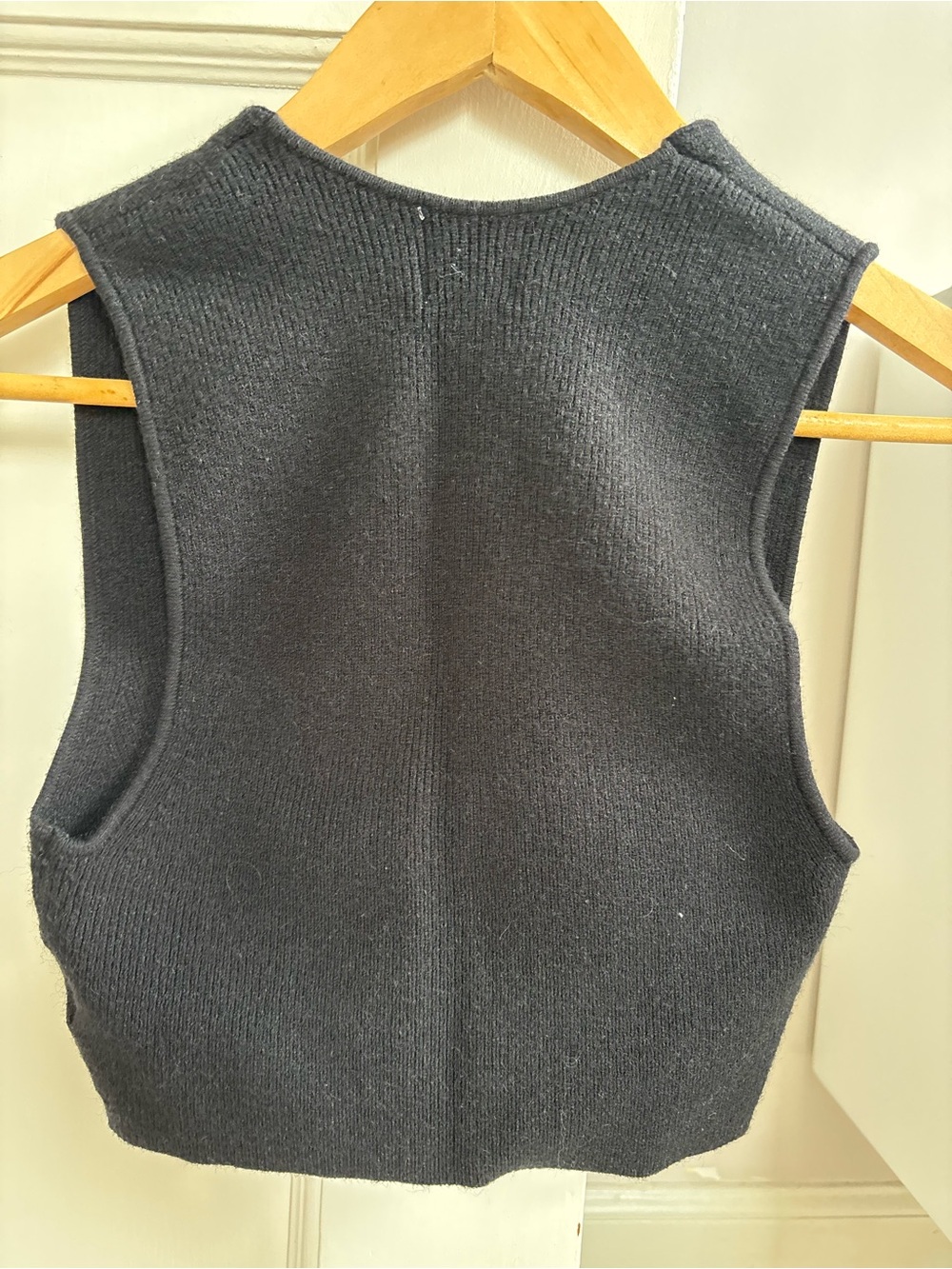 BDG Black Ribbed Button-Front V-Neck Vest - Picture 4 of 4